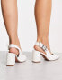 ASOS DESIGN Wide Fit West slingback block heeled shoes in ivory glitter