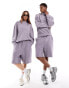 Фото #1 товара ASOS DESIGN unisex oversized co-ord shorts in washed lilac