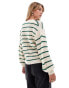 JDY knitted cardigan in cream with green stripe