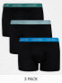 Фото #1 товара Calvin Klein Plus cotton stretch trunks 3 pack in black with coloured waistband