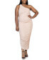 Фото #2 товара Plus Size One Shoulder Ruched Bodycon Dress