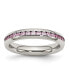 Stainless Steel Polished 4mm October Pink CZ Ring