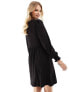 New Look long sleeve smock mini dress in black