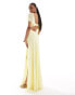 Фото #3 товара ASOS DESIGN Tall satin corset detail chiffon bias maxi dress with flutter sleeve in lemon