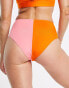 Фото #2 товара Monki colour block bikini briefs in pink and orange