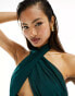 Фото #4 товара ASOS DESIGN layered mesh halterneck mini dress in forest green