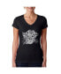 ფოტო #1 პროდუქტის Women's Word Art V-Neck T-Shirt - Cat Face