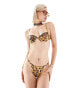 Reclaimed Vintage underwire bikini top with lace trim in leopard print