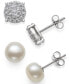 ფოტო #1 პროდუქტის 2-Pc. Set Cultured Freshwater Pearl (7mm) & Cubic Zirconia Stud Earrings in Sterling Silver