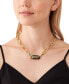 Фото #3 товара Michael Kors 14K Gold Plated Black Empire Link Chain Necklace
