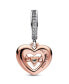Cubic Zirconia Two-Tone Radiant Heart Dangle Charm