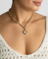 Фото #4 товара 14K Gold-Plated Figaro Chain Mother-of-Pearl Heart Necklace