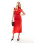 ASOS DESIGN high neck sleeveless midi dress with draped neck in red