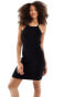 Фото #4 товара Miss Selfridge compact knit strappy back mini dress in black