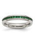 ფოტო #1 პროდუქტის Stainless Steel Polished 4mm May Dark Green CZ Ring