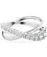 ფოტო #1 პროდუქტის Silver-Tone Crystal Twist Double-Row Ring