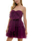 ფოტო #3 პროდუქტის Juniors' Strapless Bow-Front Tiered Dress