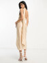 ASOS DESIGN one shoulder tie stretch satin midi dress in ivory