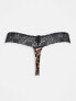 New Look 3 pack lace top thongs in black neutral and animal print