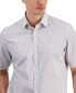 Фото #3 товара Men's Regular-Fit Yarn-Dyed Stripe Clip Dobby Button-Down Shirt, Created for Macy's