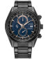 ფოტო #1 პროდუქტის Eco-Drive Men's Chronograph Sport Luxury Radio Control Black-Tone Stainless Steel Bracelet Watch 43mm