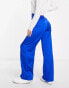 New Look Tall co-ord satin wide leg trouser in bright blue