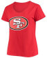 Women's Plus Size Nick Bosa Scarlet San Francisco 49Ers Name Number V-Neck T-shirt
