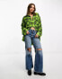 Фото #2 товара ASOS DESIGN oversized shirt with wide cuff detail in neon green check