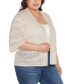 Фото #3 товара Black Label Plus Size Metallic Pointelle Stitch Cardigan Sweater