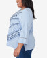 ფოტო #5 პროდუქტის Plus Size Scottsdale Floral Chevron Beaded Split Neck Top