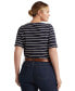 ფოტო #2 პროდუქტის Plus Size Striped Cotton Boatneck T-Shirt