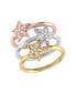 ფოტო #1 პროდუქტის Tri-Color (White, Yellow and Rose) Sterling Silver Dazzling Star Diamond Women Ring