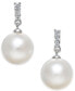ფოტო #1 პროდუქტის Cultured Freshwater Pearl (8mm) & Diamond Accent Drop Earrings in 14k White Gold