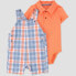 Carter's Just One You Orange/Blue Plaid Shortalls Top and Bottom Set 2pc Size 3M