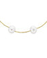 Фото #2 товара Tin Cup White Freshwater Cultured 7MM Pearl Chain Station Pearls Bracelet For Women Yellow Gold Plated .925 Sterling Silver 7.5 Inch