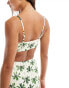 Фото #2 товара ASOS DESIGN skinny strap scoop neck crop bikini top in palm print