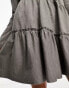 Miss Selfridge tiered smock dress in grey slub