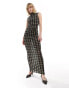 Фото #1 товара Lioness mesh sleeveless high neck maxi dress in black flower print