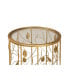 Фото #4 товара Anaya Modern and Contemporary Glam 23.6" Brushed Finished Metal and Glass Leaf Accent End Table