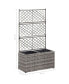 Фото #3 товара Trellis Raised Bed with 2 Pots 22.8" x 11.8" x 42.1" Poly Rattan Gray