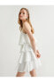Фото #4 товара Katlı Bridal Mini Elbise Halter Yaka Taş Detaylı Astarlı