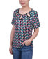 ფოტო #3 პროდუქტის Petite Short Sleeve with Ring Details Top