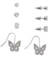 ფოტო #1 პროდუქტის 4-Pc. Set Cubic Zirconia Stud & Butterfly Drop Earrings in Silver Plate