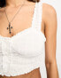 Bershka ruched bust shirred corset top in white