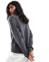 & Other Stories merino wool blend knitted sweater with bold shoulder in grey dark