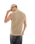 ONLY & SONS v neck open knit vest in beige