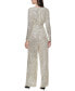 Фото #3 товара Petite Sequin Wrap Front Long Sleeve Jumpsuit