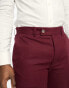 ASOS DESIGN slim linen mix suit trouser in burgundy Бордовый, W32 L34 - фото #10