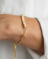 14K Gold-Plated Bolo Bracelet with Baguette Crystal Bar