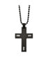 ფოტო #1 პროდუქტის Brushed Black Carbon Fiber CZ Cross Pendent Ball Chain Necklace